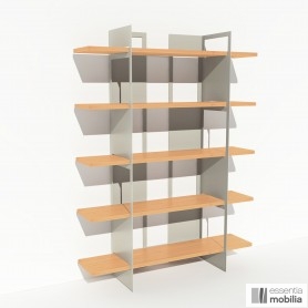 Bibliothèque bois et métal thermolaqué blanc - Pixel