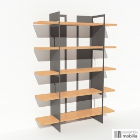 Bibliothèque bois et métal thermolaqué gris - Pixel