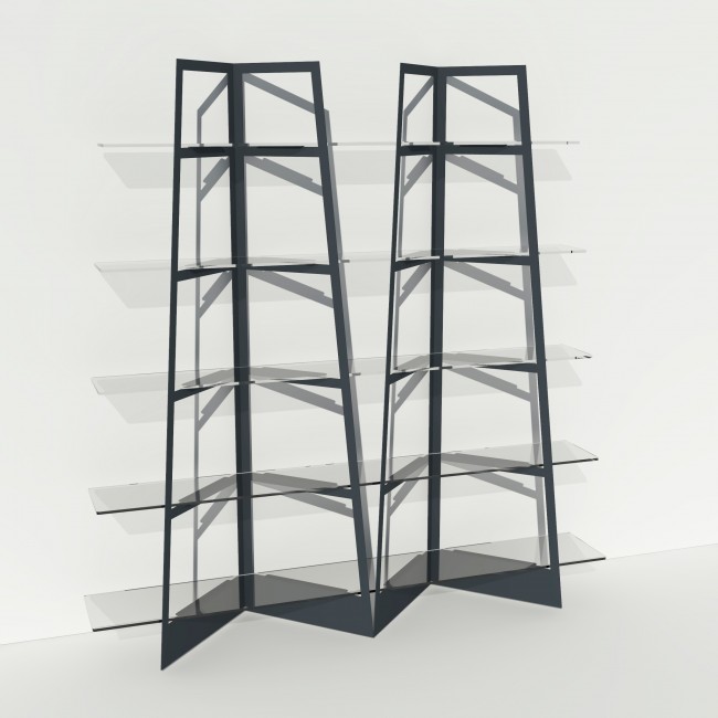 Grande vitrine en verre et métal - Larg 2m x Haut 2,05m - Anthracite
