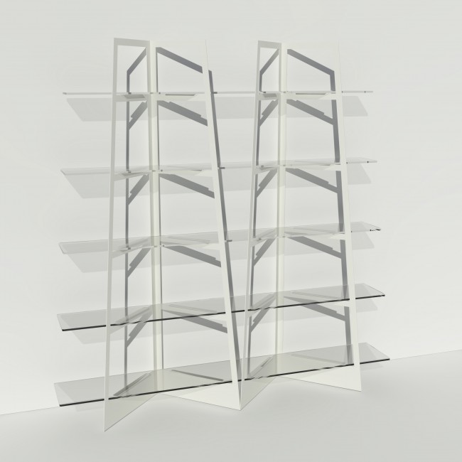 Grande vitrine en verre et métal - Larg 2m x Haut 2,05m - Blanc