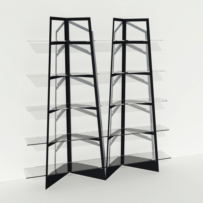 Grande vitrine en verre et métal - Larg 2m x Haut 2,05m - Noir