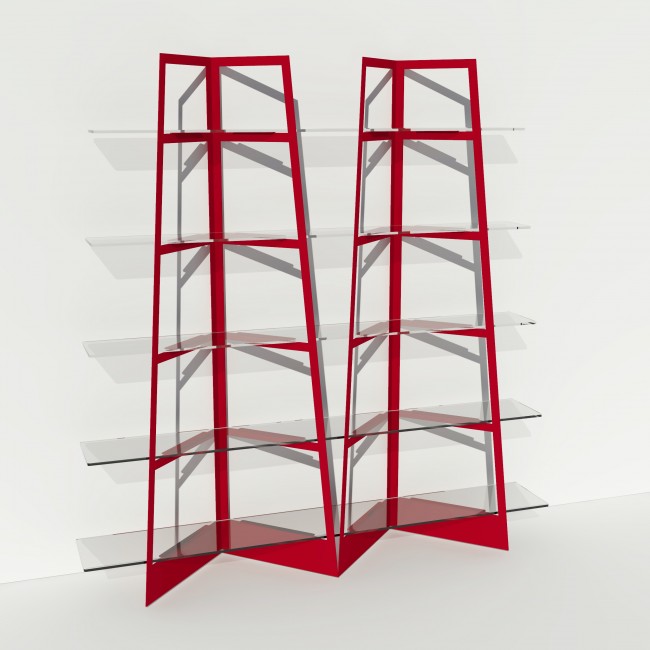 Grande vitrine en verre et métal - Larg 2m x Haut 2,05m - Rouge