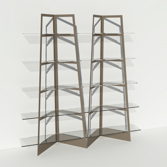 Grande vitrine en verre et métal - Larg 2m x Haut 2,05m - Taupe