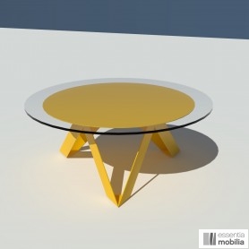 Table basse jaune ronde verre et métal 100 cm - Rayons