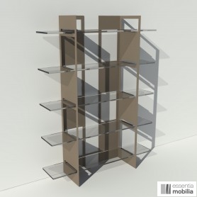 Bibliothèque plexiglas et métal thermolaqué taupe - Pixel