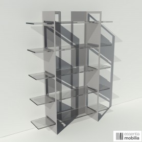 Bibliothèque plexiglas et métal thermolaqué gris - Pixel
