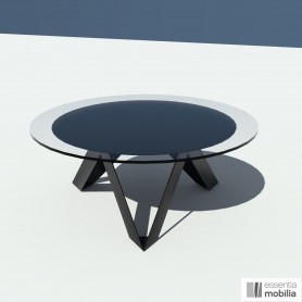 Table basse ronde verre et métal noire 100 cm - Rayons
