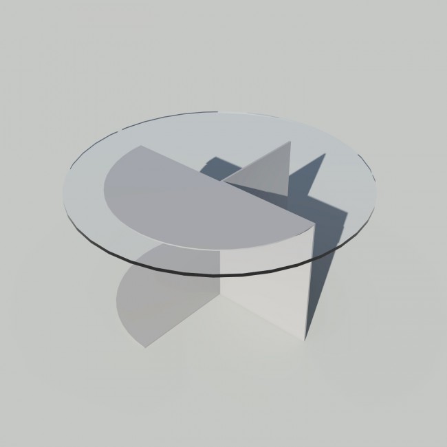 Table basse ronde verre et métal - Gris - Plateau 70 cm - Eclipse