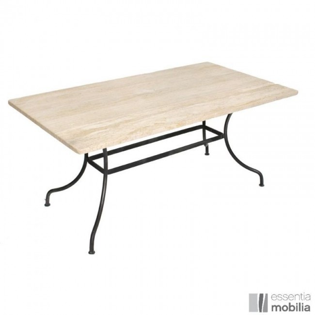 Table rectangulaire avec piètement en fer forgé et plateau marbre / granit sur mesure