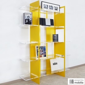 Bibliothèque plexiglas et métal thermolaqué jaune - Pixel