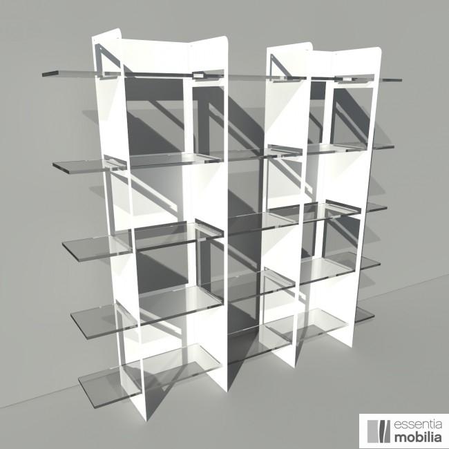 Etagère en plexiglas blanche - sur le rendu : 2 m de large