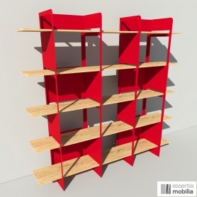 Bibliothèque en bois rouge sur mesure - Crystal