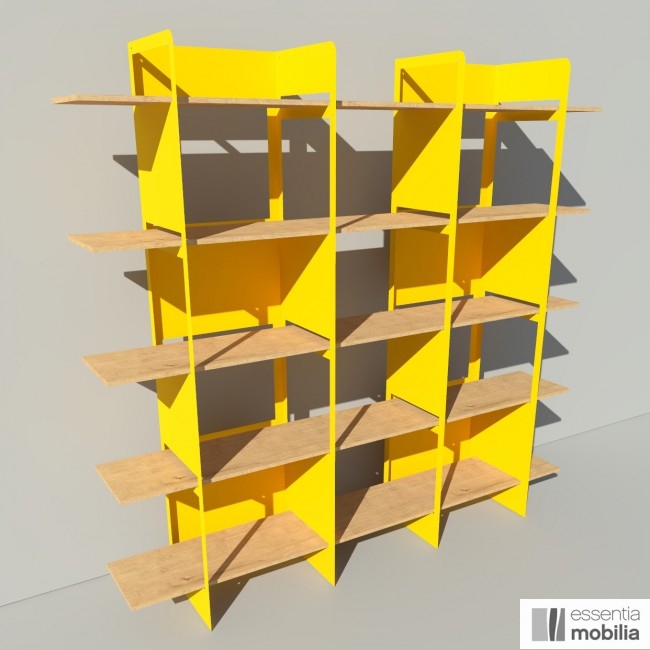 Bibliothèque en bois jaune sur mesure - Crystal