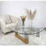 Table basse en verre, bois et métal - table basse de luxe en verre
