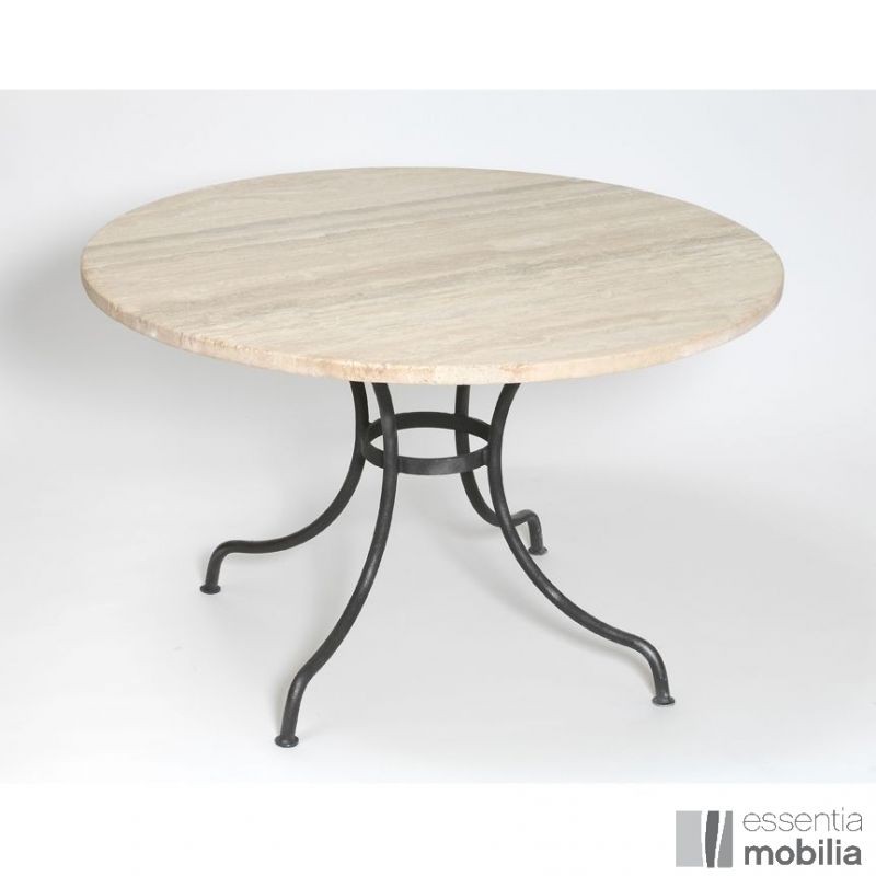  Table  ronde  fer forg  et plateau marbre ou granit  