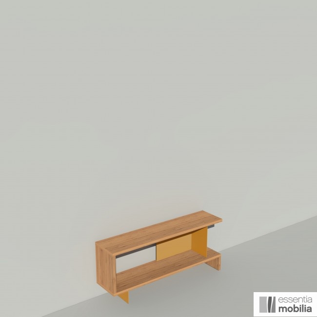 Meuble TV chêne massif et métal - Laiton-bronze -  Haut. 57 cm - Largeur rendu 130 cm
