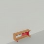 Meuble TV chêne massif et métal - Rouge -  Haut. 57 cm - Largeur rendu 130 cm