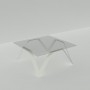 Table basse carrée blanche en verre et métal - 85 cm de côté - Cristalline