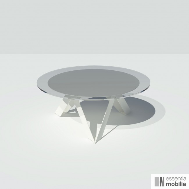 Table basse ronde en verre et en métal - Coloris blanc - Diamètre 90 cm