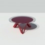 Table basse ronde en verre et en métal - Coloris rouge - Diamètre 90 cm