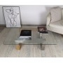 Table basse rectangulaire en chêne, verre et métal - Harmonie - Photo : plateau taille M (1,17 x 0,8)