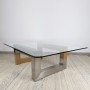 Table basse rectangulaire en bois, verre et métal - Harmonie - Photo : plateau taille M (1,17 x 0,8)