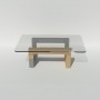 Table basse rectangulaire en bois, verre et métal - Harmonie - Plateau taille M (1,17 x 0,8)