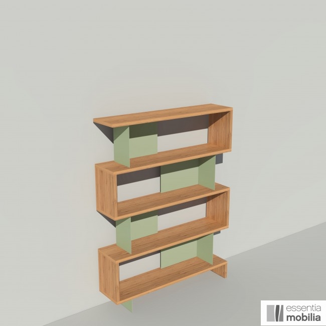 Bibliothèque bois et métal - Vert amande -  Haut. 173cm - Largeur rendu 130 cm