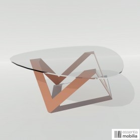 Table basse terracotta ronde ou goutte verre et métal 80 à 110 cm - Etincelle