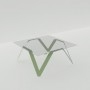 Table basse carrée vert amande en verre et métal - 85 cm de côté - Cristalline