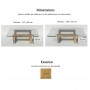 Table basse rectangulaire en bois, verre et métal - Harmonie