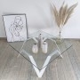 Table basse blanche carrée en verre et métal design - 100 cm de côté- Cristalline