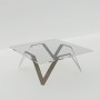 Table basse taupe carrée en verre et métal design - 85 cm ou 90 cm ou 100 cm - Cristalline
