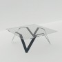 Table basse anthracite carrée en verre et métal design - 85 cm ou 90 cm ou 100 cm - Cristalline