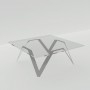 Table basse grise carrée en verre et métal design - 85 cm ou 90 cm ou 100 cm - Cristalline