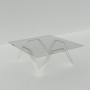 Table basse blanche carrée en verre et métal design - 85 cm ou 90 cm ou 100 cm - Cristalline