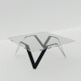 Table basse noire carrée en verre et métal design - 85 cm ou 90 cm ou 100 cm - Cristalline