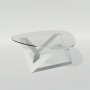 Table basse blanche verre et métal ronde ou en goutte - 80 cm, 90 cm, 100 cm ou 110 cm - Étincelle