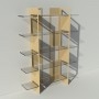 Etagère bibliothèque beige design transparente en plexiglas et métal sur mesure - Pixel