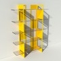 Etagère bibliothèque jaune design transparente en plexiglas et métal sur mesure - Pixel