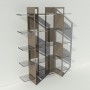 Etagère bibliothèque taupe design transparente en plexiglas et métal sur mesure - Pixel