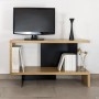 Meuble TV design noir en bois massif et métal sur mesure - Swing TV