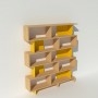 Bibliothèque jaune design en bois massif et métal sur mesure - Swing