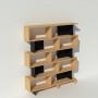 Bibliothèque noire design en bois massif et métal sur mesure - Swing