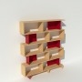 Bibliothèque rouge design en bois massif et métal sur mesure - Swing
