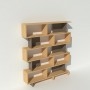 Bibliothèque taupe design en bois massif et métal sur mesure - Swing