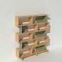 Bibliothèque vert amande design en bois massif et métal sur mesure - Swing
