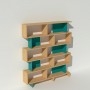 Bibliothèque vert canard design en bois massif et métal sur mesure - Swing