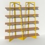 Bibliothèque jaune design en bois massif et métal sur mesure - Largeur 2 m - Crescendo