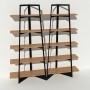 Bibliothèque noire design en bois massif et métal sur mesure - Largeur 2 m - Crescendo